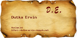 Dutka Ervin névjegykártya